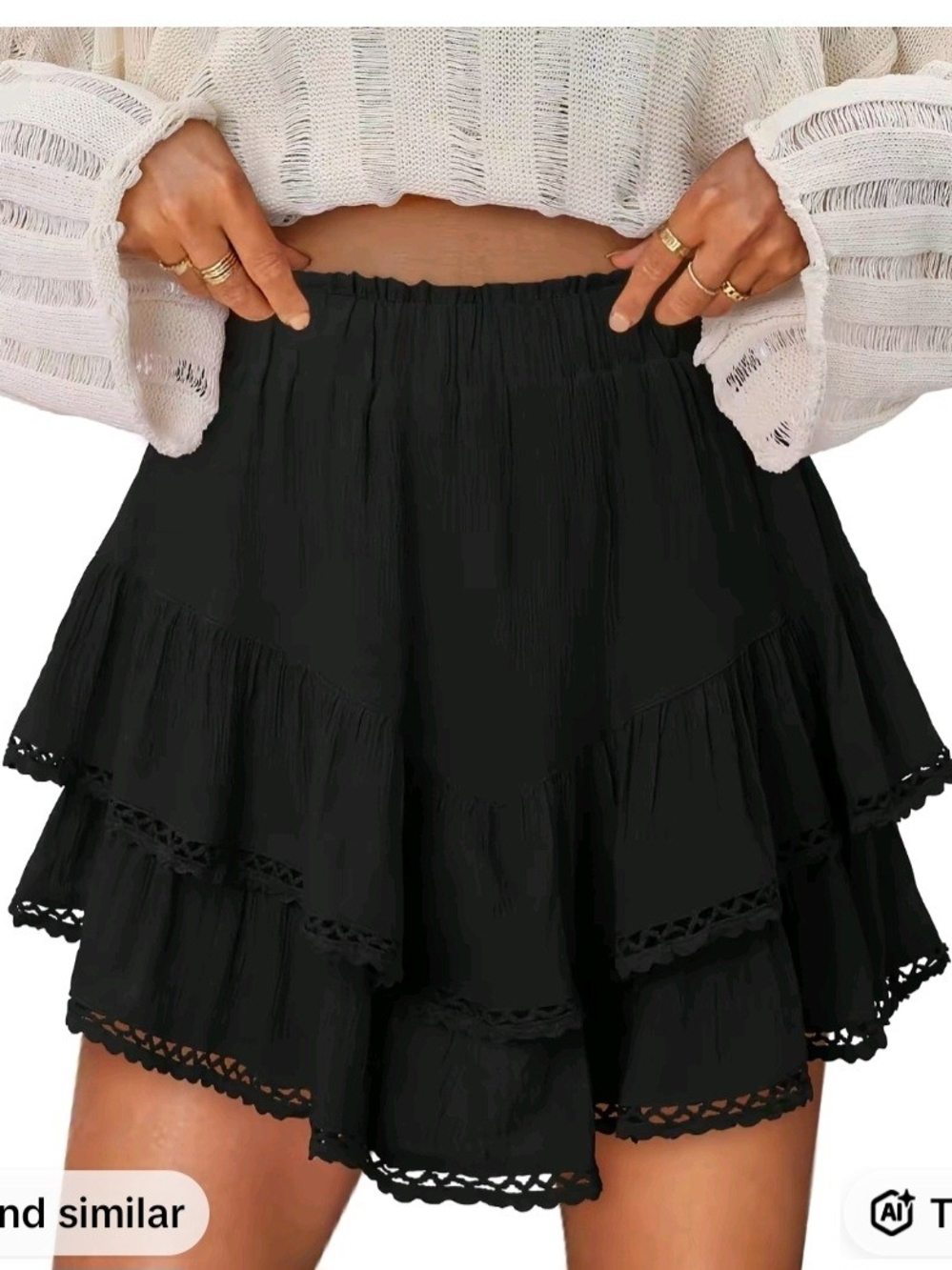 Women’s Tiered Ruffle Skort - Black